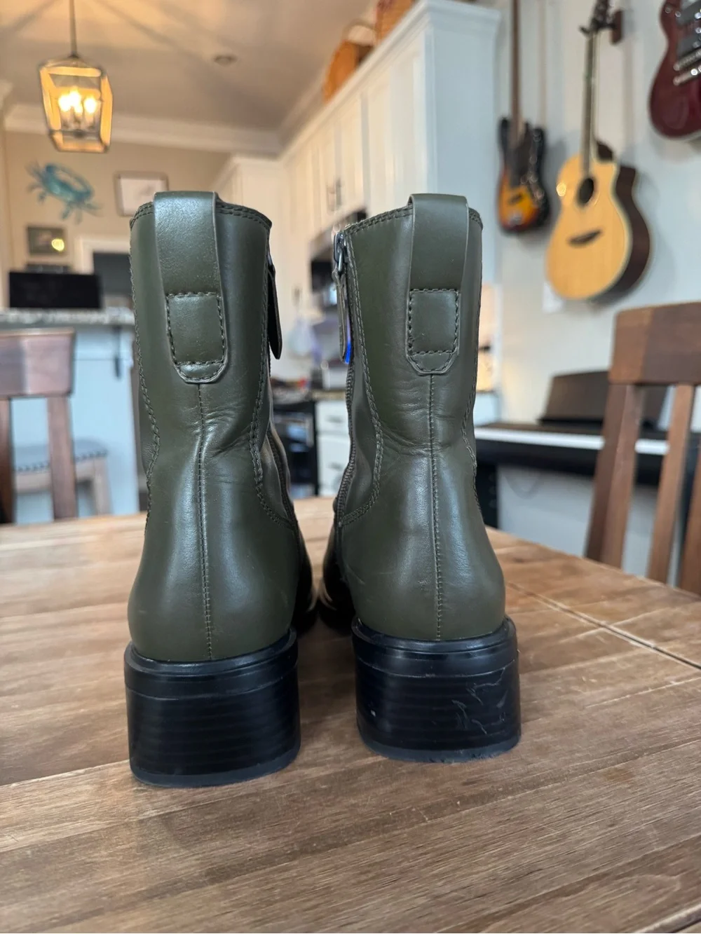 Franco Sarto Olive Green Leather Ankle Boots